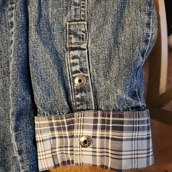 Vtg L.A. Blues Denim Hooded Full Zip Jacket With Large Pockets Dark Wash Rare - Picture 6 of 13